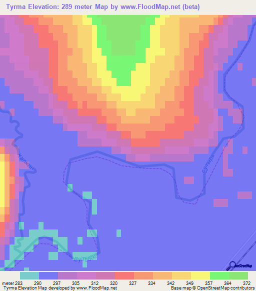 Tyrma,Russia Elevation Map