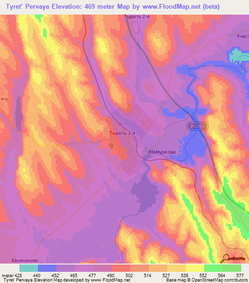 Tyret' Pervaya,Russia Elevation Map