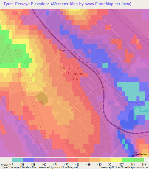 Tyret' Pervaya,Russia Elevation Map