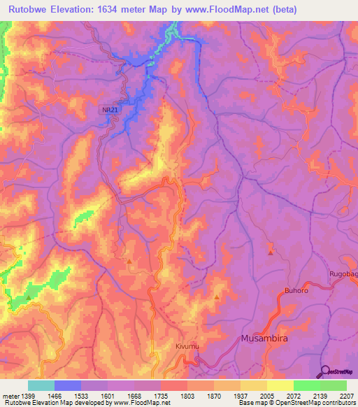 Rutobwe,Rwanda Elevation Map