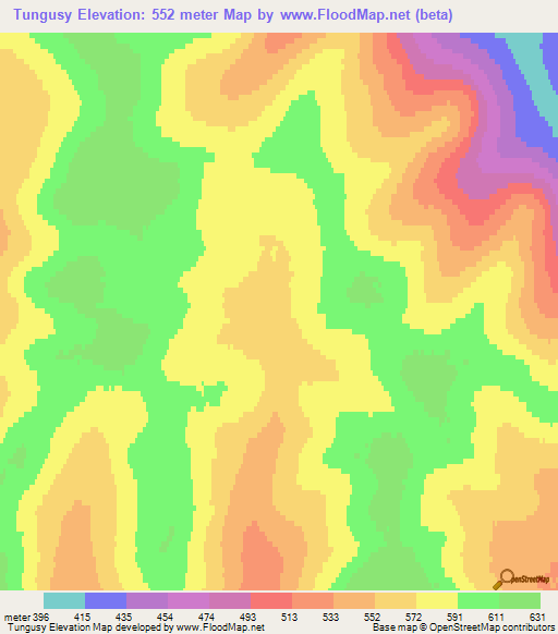 Tungusy,Russia Elevation Map