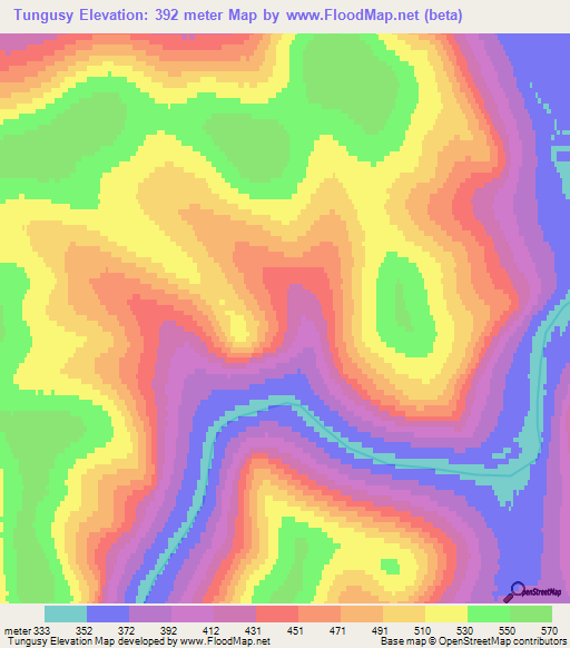 Tungusy,Russia Elevation Map