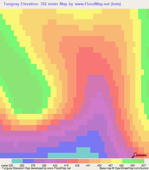 Tungusy,Russia Elevation Map