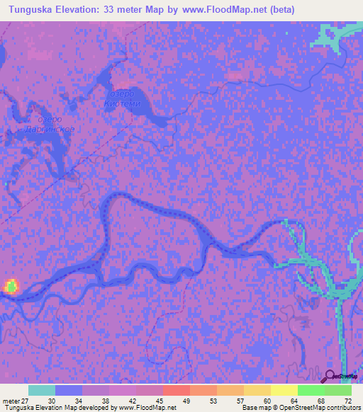 Tunguska,Russia Elevation Map