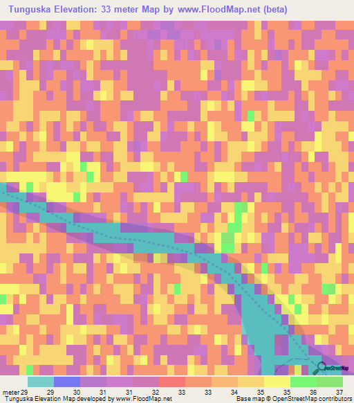 Tunguska,Russia Elevation Map