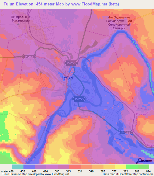 Tulun,Russia Elevation Map