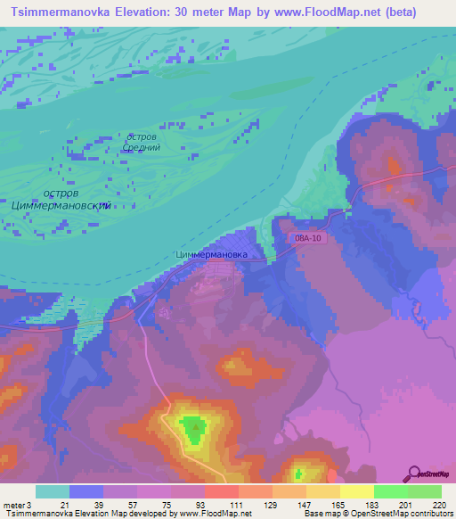 Tsimmermanovka,Russia Elevation Map