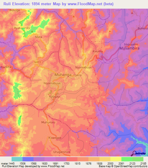 Ruli,Rwanda Elevation Map