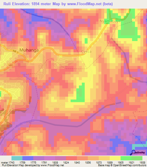 Ruli,Rwanda Elevation Map