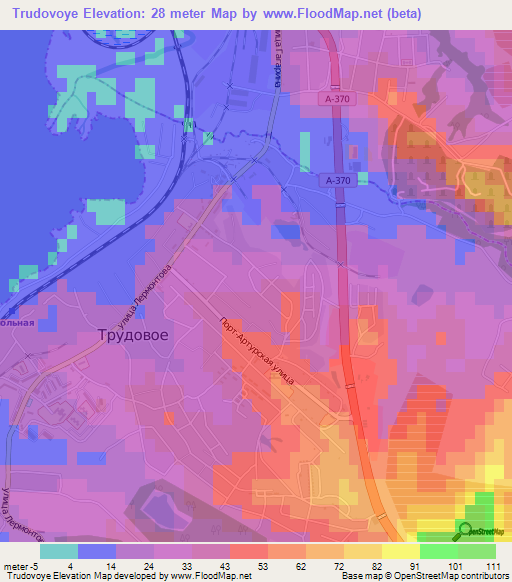 Trudovoye,Russia Elevation Map