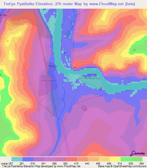 Tret'ya Pyatiletka,Russia Elevation Map