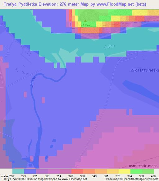 Tret'ya Pyatiletka,Russia Elevation Map