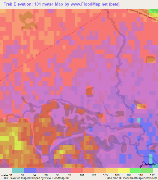 Trek,Russia Elevation Map