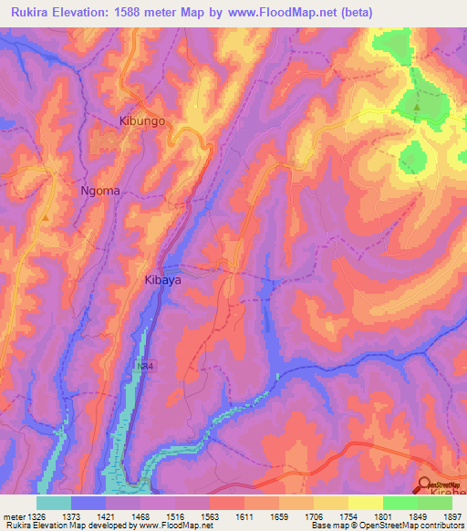 Rukira,Rwanda Elevation Map