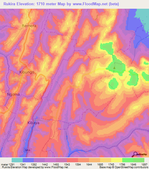 Rukira,Rwanda Elevation Map