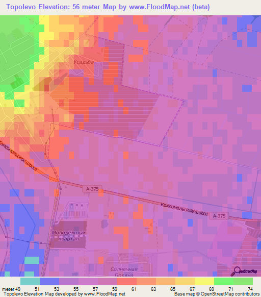 Topolevo,Russia Elevation Map