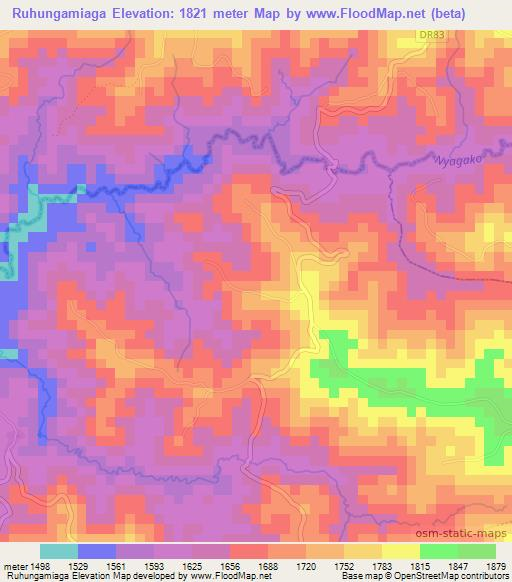 Ruhungamiaga,Rwanda Elevation Map