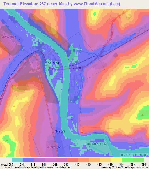 Tommot,Russia Elevation Map