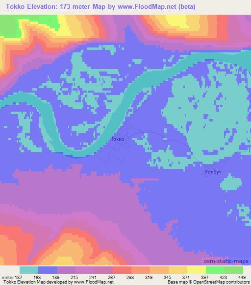 Tokko,Russia Elevation Map