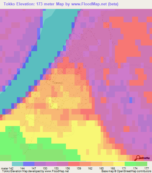 Tokko,Russia Elevation Map