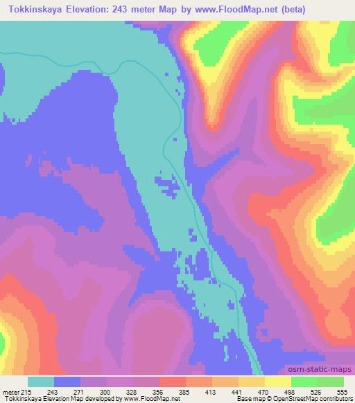 Tokkinskaya,Russia Elevation Map