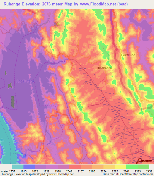 Ruhanga,Rwanda Elevation Map