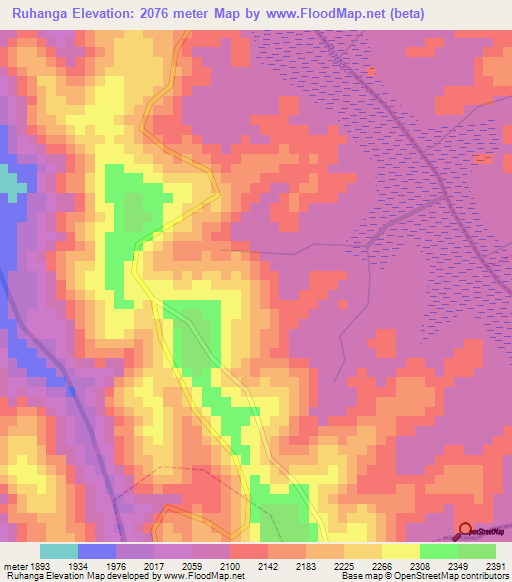 Ruhanga,Rwanda Elevation Map