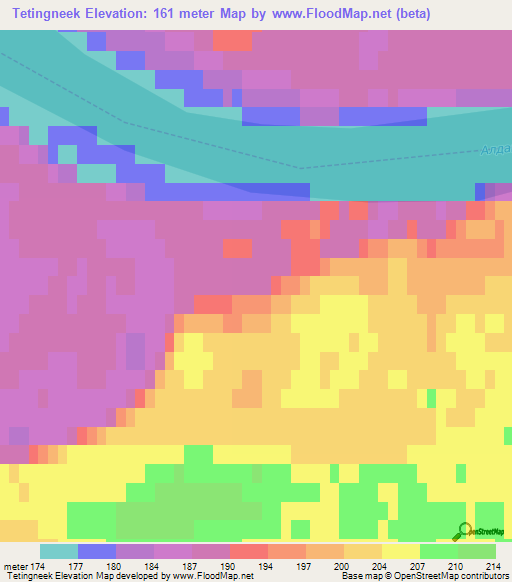 Tetingneek,Russia Elevation Map