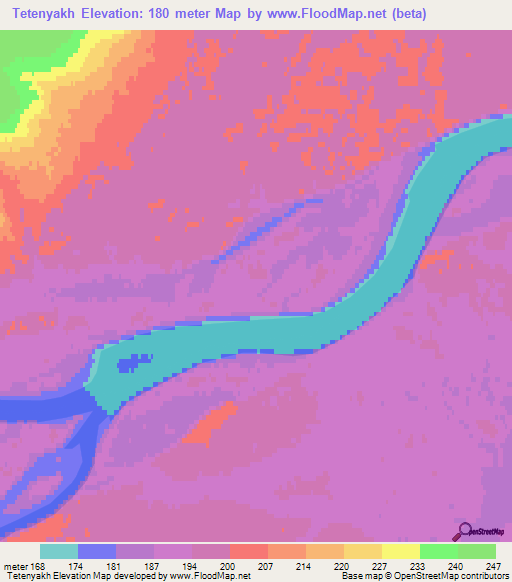 Tetenyakh,Russia Elevation Map