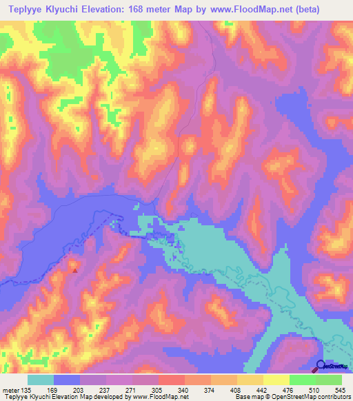 Teplyye Klyuchi,Russia Elevation Map