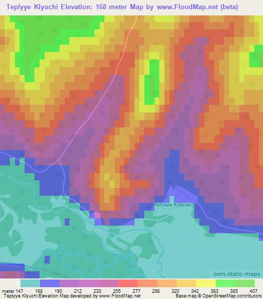 Teplyye Klyuchi,Russia Elevation Map