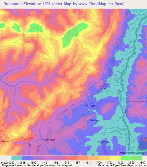 Rugarama,Rwanda Elevation Map