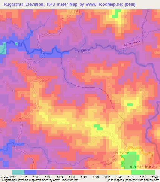 Rugarama,Rwanda Elevation Map