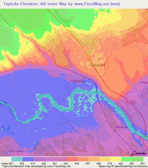 Tayturka,Russia Elevation Map