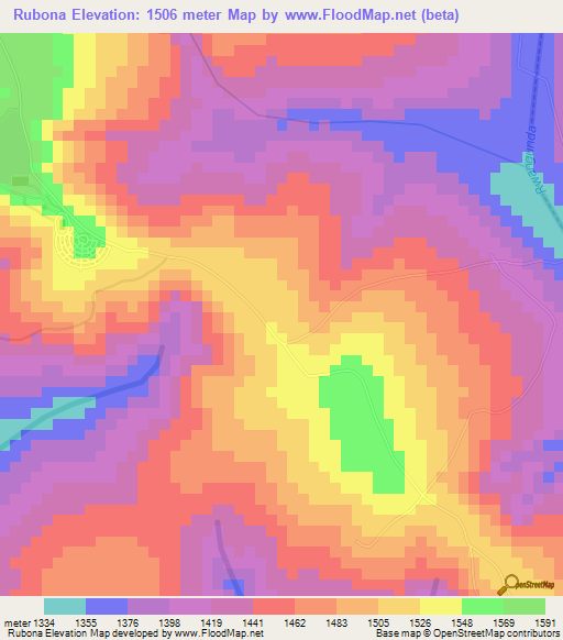 Rubona,Rwanda Elevation Map