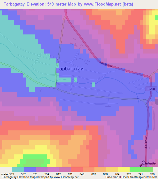 Tarbagatay,Russia Elevation Map