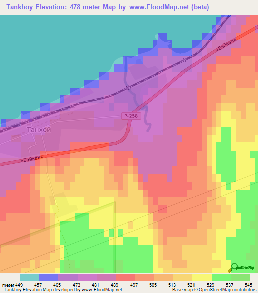 Tankhoy,Russia Elevation Map