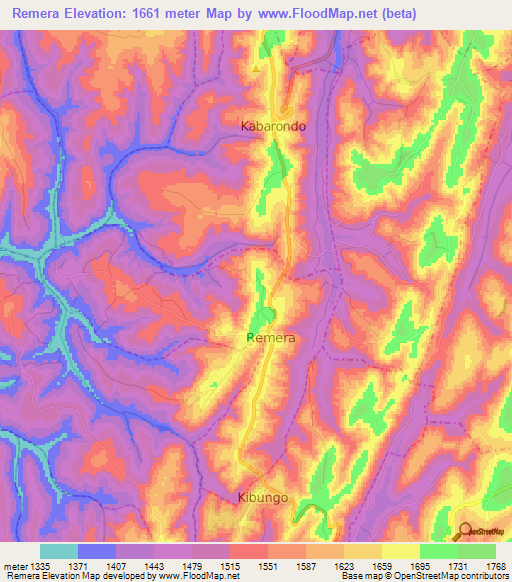 Remera,Rwanda Elevation Map