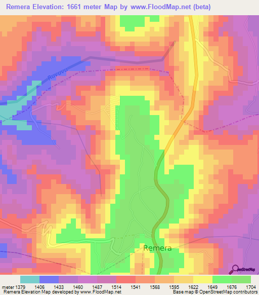 Remera,Rwanda Elevation Map