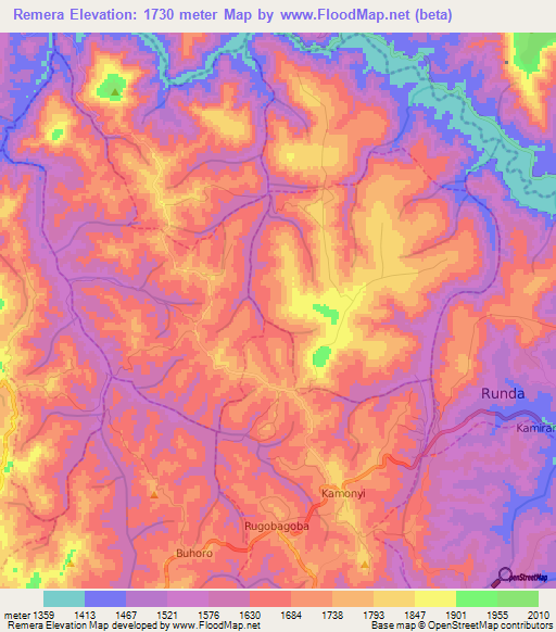 Remera,Rwanda Elevation Map