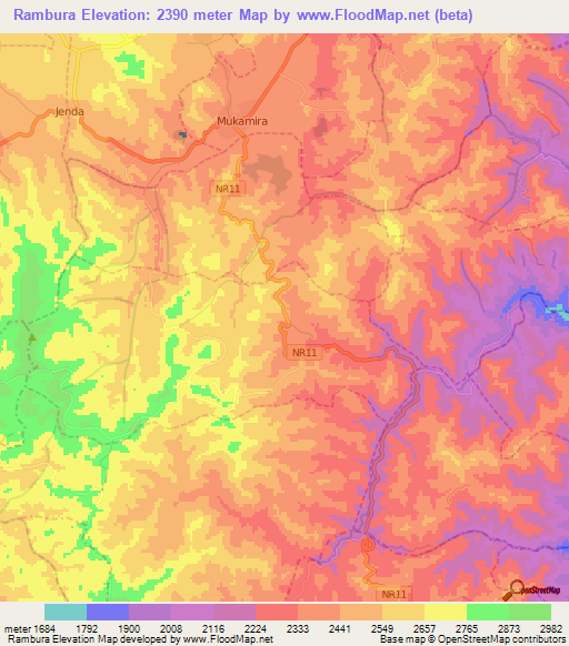 Rambura,Rwanda Elevation Map