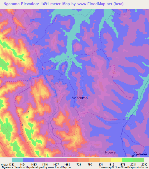 Ngarama,Rwanda Elevation Map