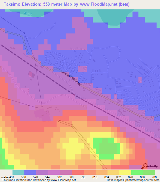 Taksimo,Russia Elevation Map