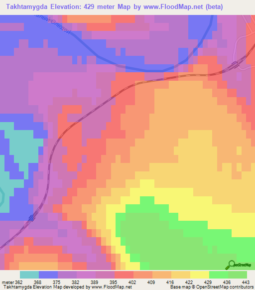 Takhtamygda,Russia Elevation Map