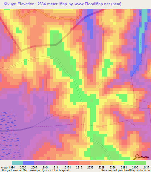 Kivuye,Rwanda Elevation Map