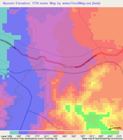 Nyundo,Rwanda Elevation Map