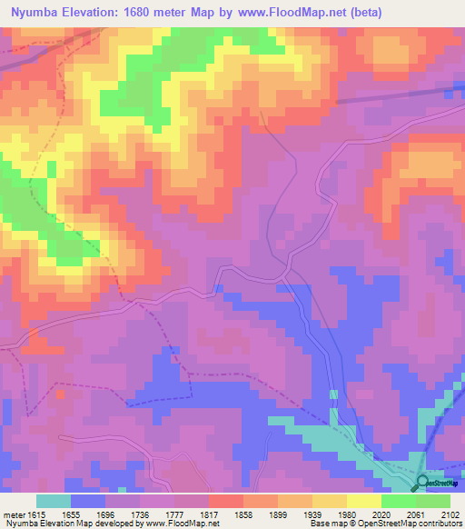 Nyumba,Rwanda Elevation Map