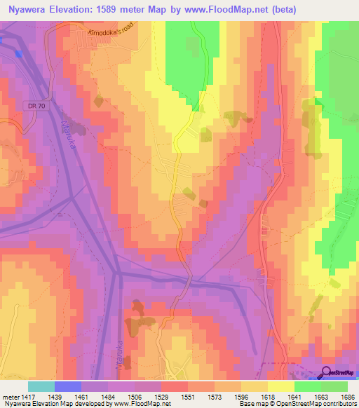 Nyawera,Rwanda Elevation Map