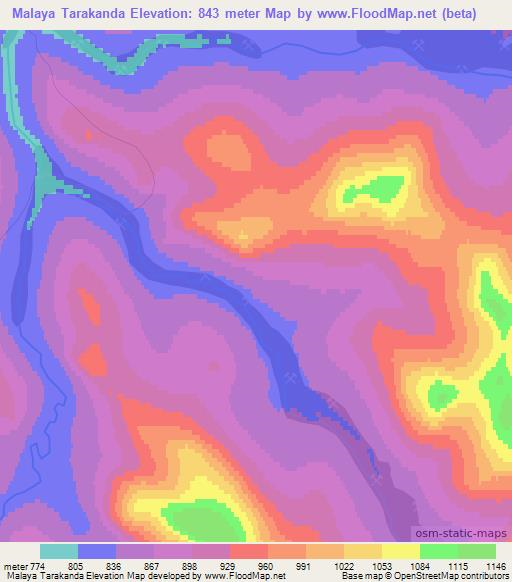 Malaya Tarakanda,Russia Elevation Map