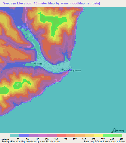 Svetlaya,Russia Elevation Map